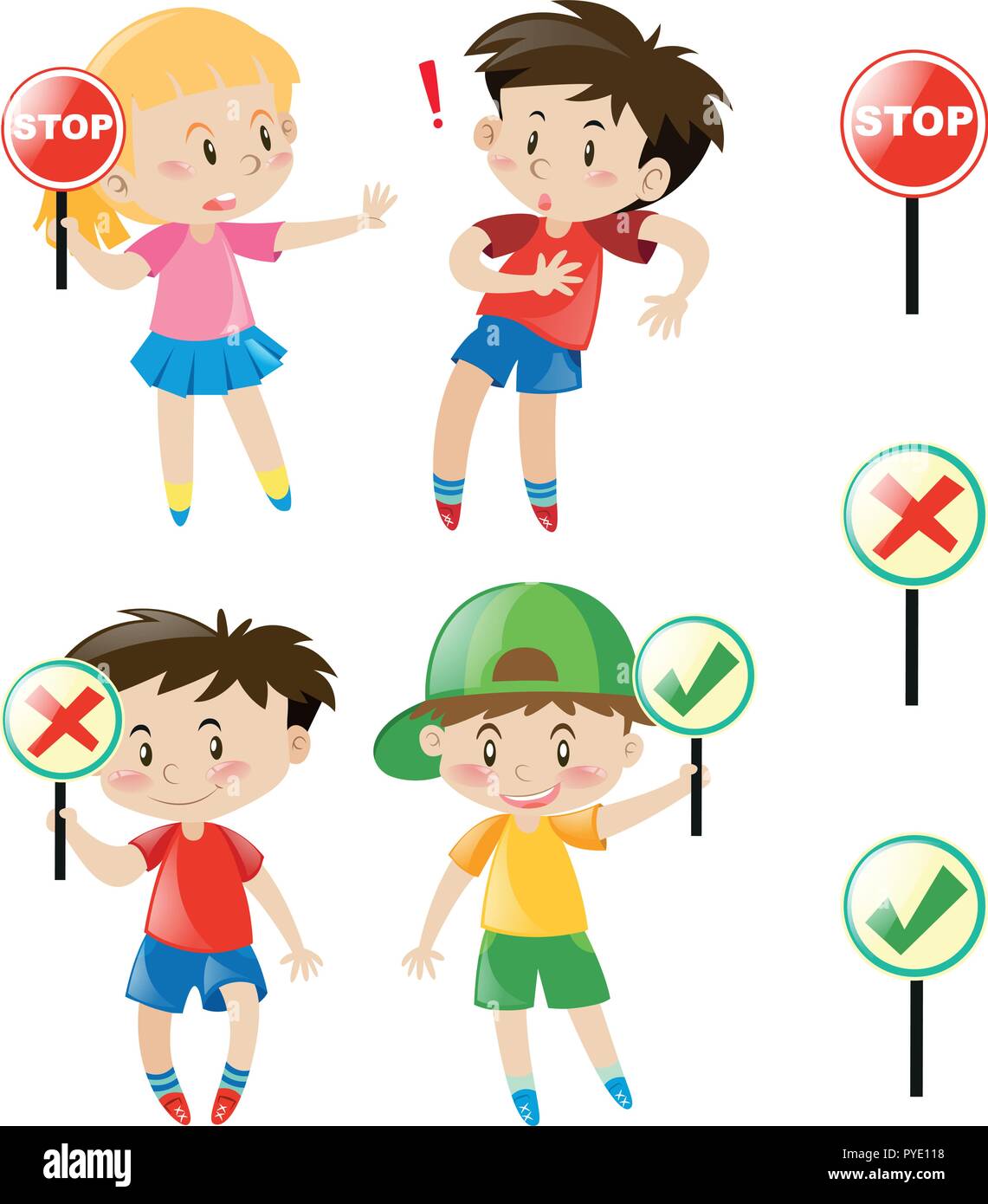 Kids with different signs illustration Stock Vector Image & Art - Alamy