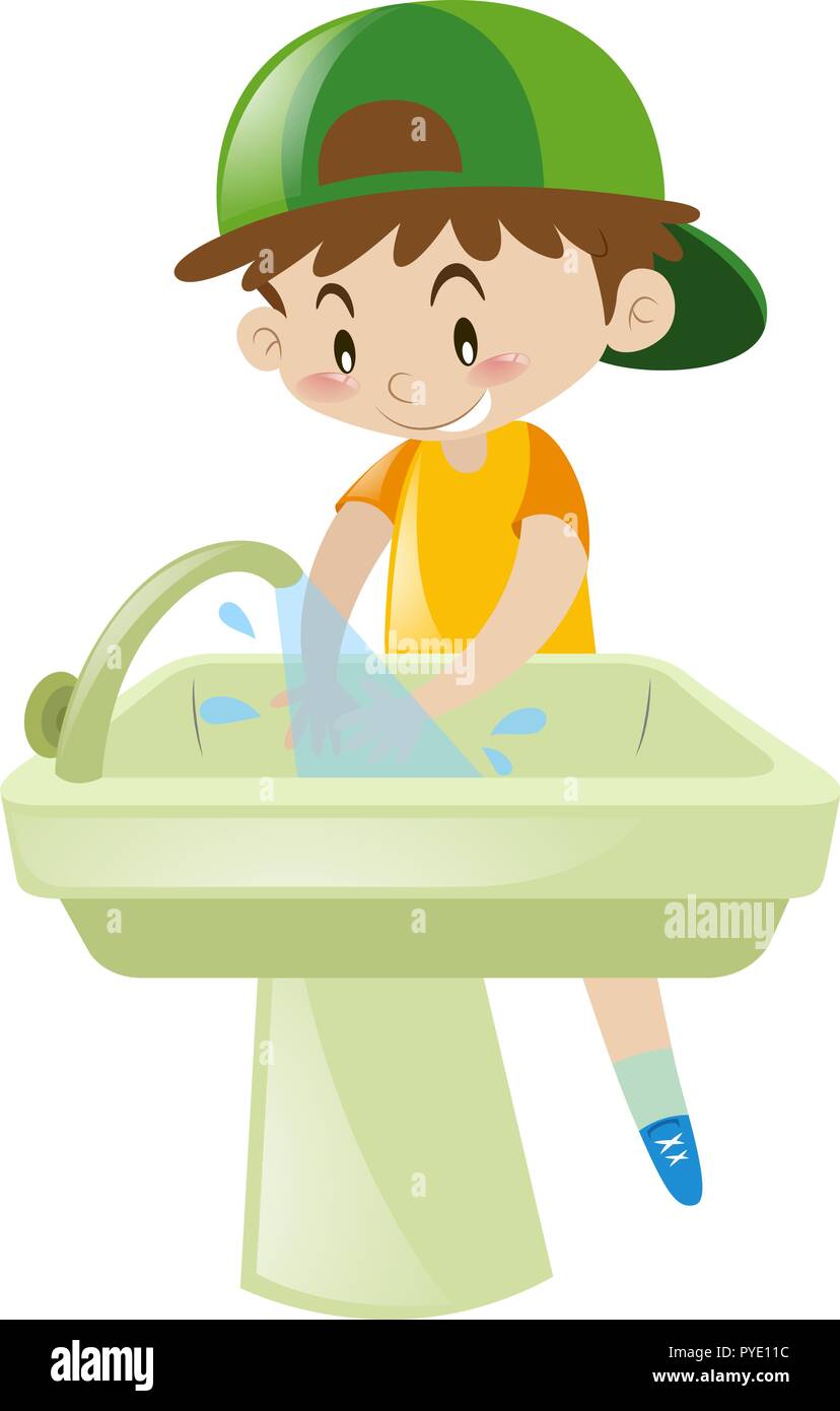 Boy washing hands in sink illustration Stock Vector Image & Art - Alamy Boy washing hands in sink illustration Stock Vector Image & Art - Alamy