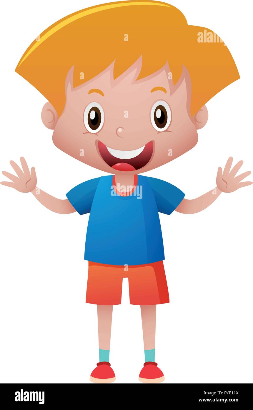 Little boy in blue shirt illustration Stock Vector Image & Art Alamy