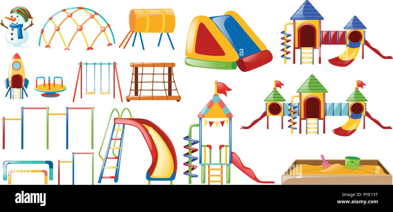 Different stations at playground illustration Stock Vector