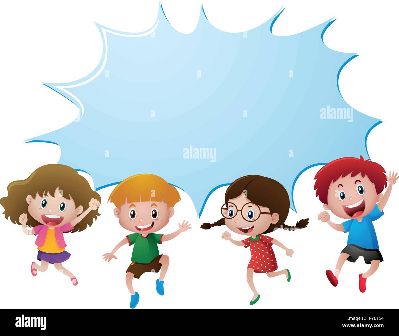 Border template with boys and girls illustration Stock Vector Image ...