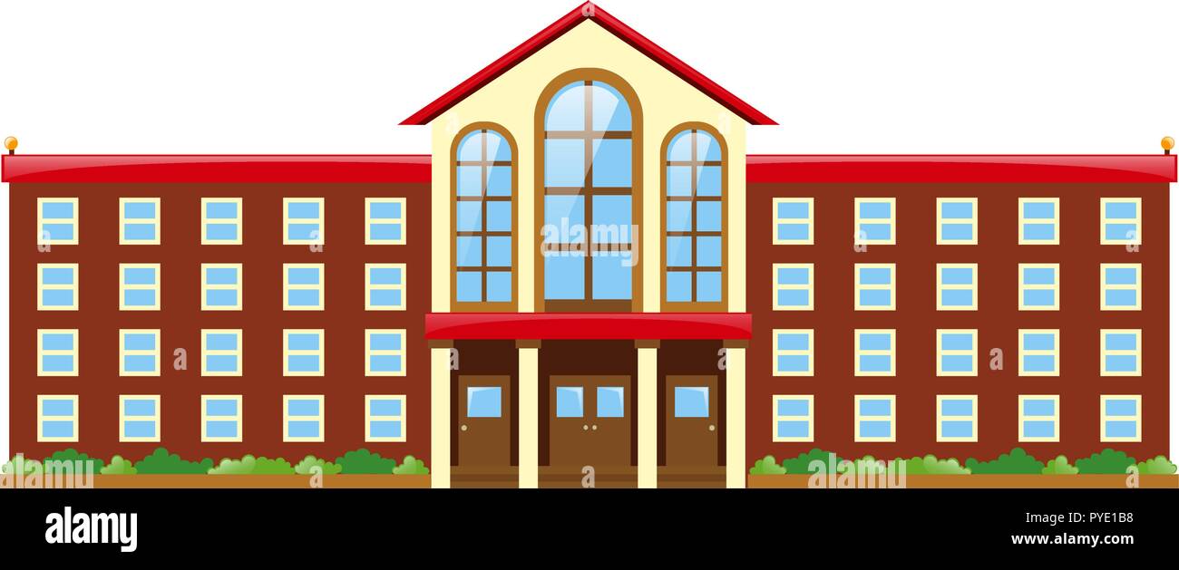 School building on white background illustration Stock Vector Image ...