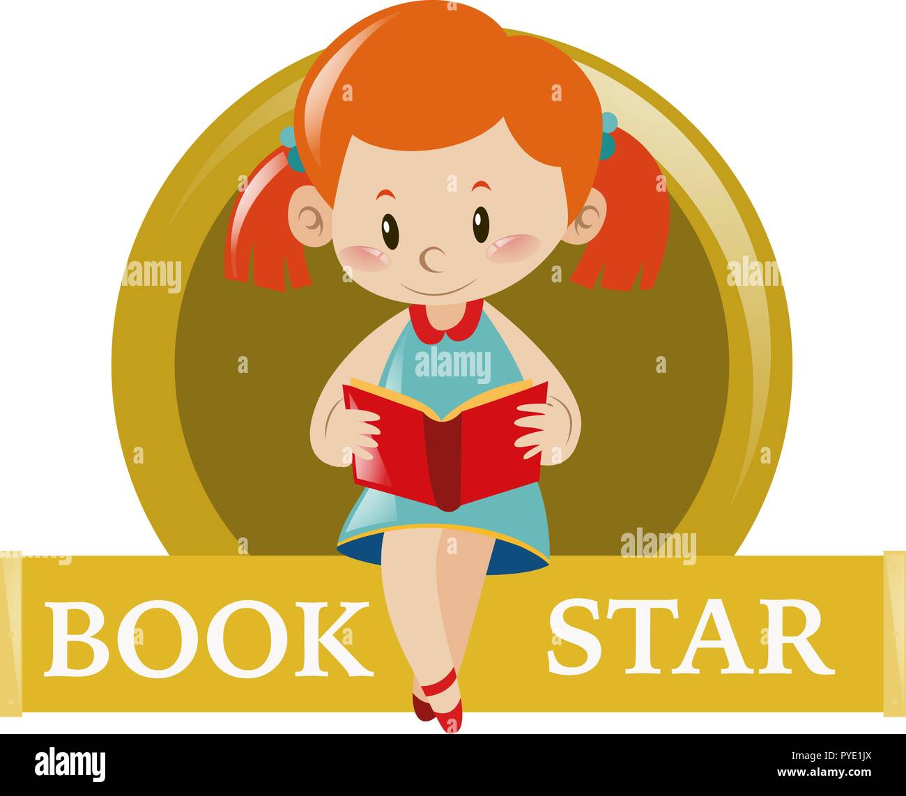 Label design with girl reading illustration Stock Vector Image & Art
