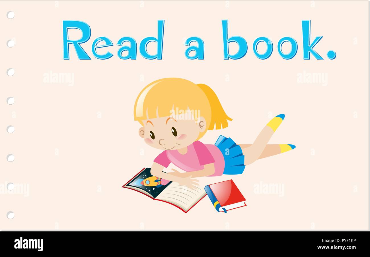 Flashcard with action word read a book illustration Stock Vector Image & Art Alamy