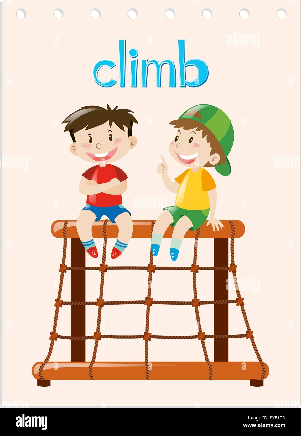 Word card with two boys climbing illustration Stock Vector Image & Art