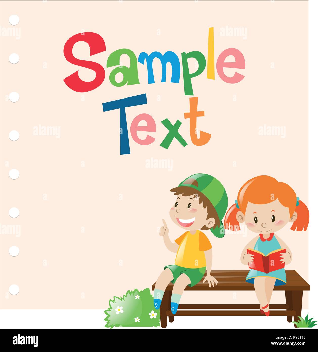 Paper design with boy and girl on bench illustration Stock Vector Image ...