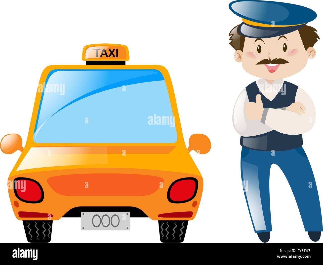 Taxi driver stand by the taxi illustration Stock Vector Image & Art Alamy