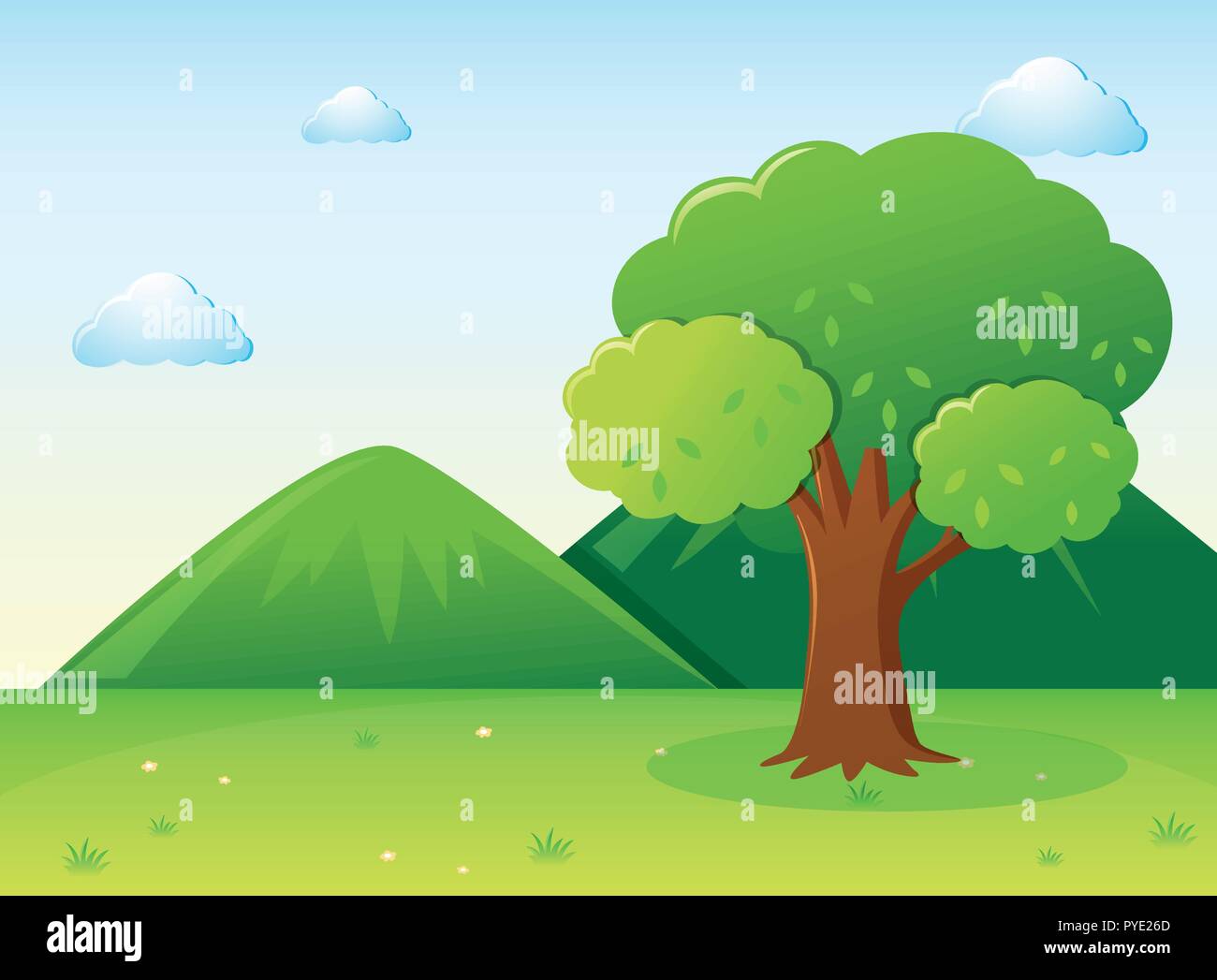 Nature scene with tree in park illustration Stock Vector Image & Art ...