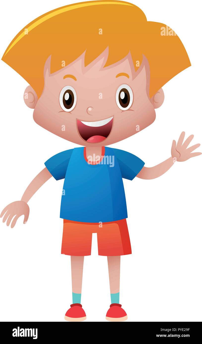 Happy boy waving hand illustration Stock Vector Image & Art - Alamy