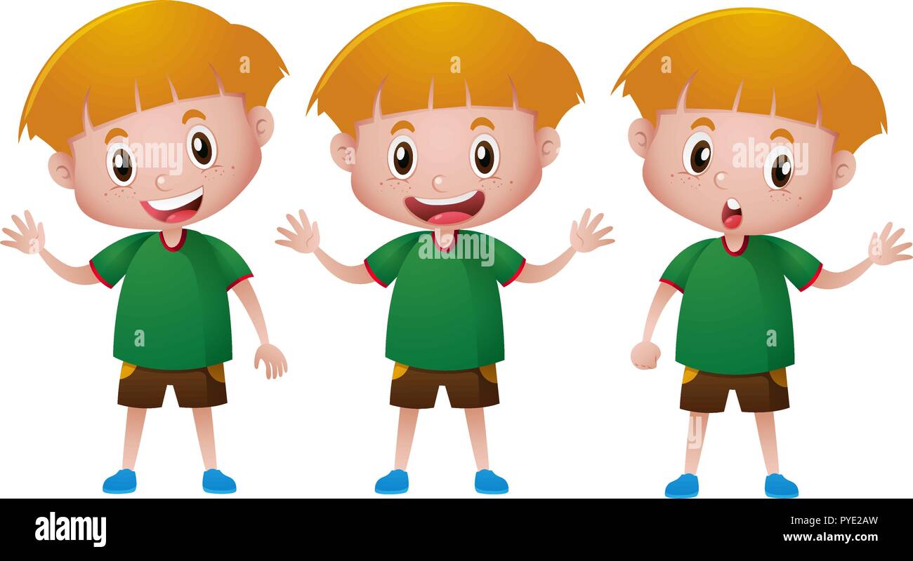 Little boy in green shirt with happy face illustration Stock Vector ...