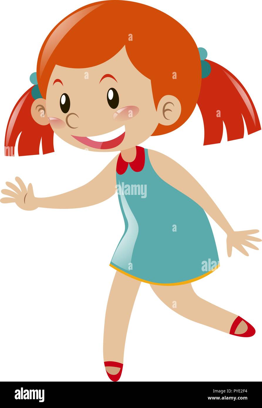 Little girl in blue dress illustration Stock Vector Image & Art - Alamy