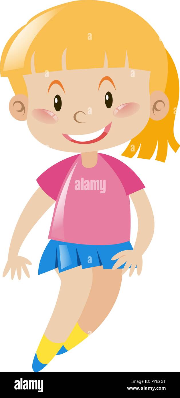 Girl with blond hair smiling illustration Stock Vector