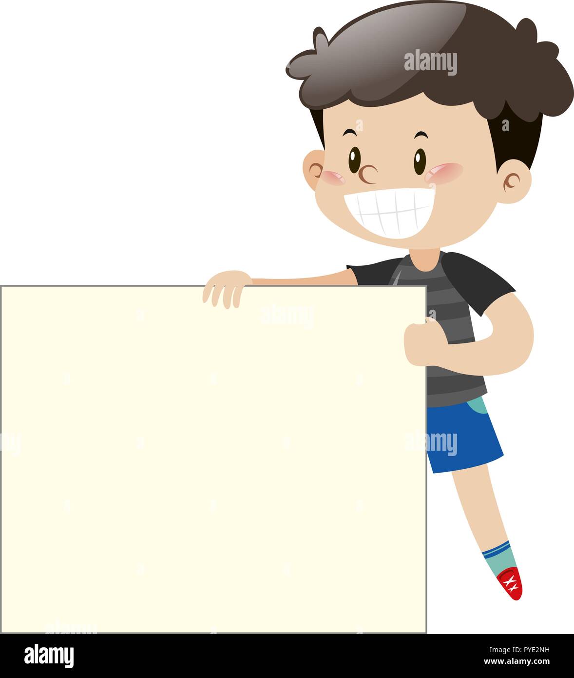 Happy boy holding white board illustration Stock Vector Image & Art - Alamy