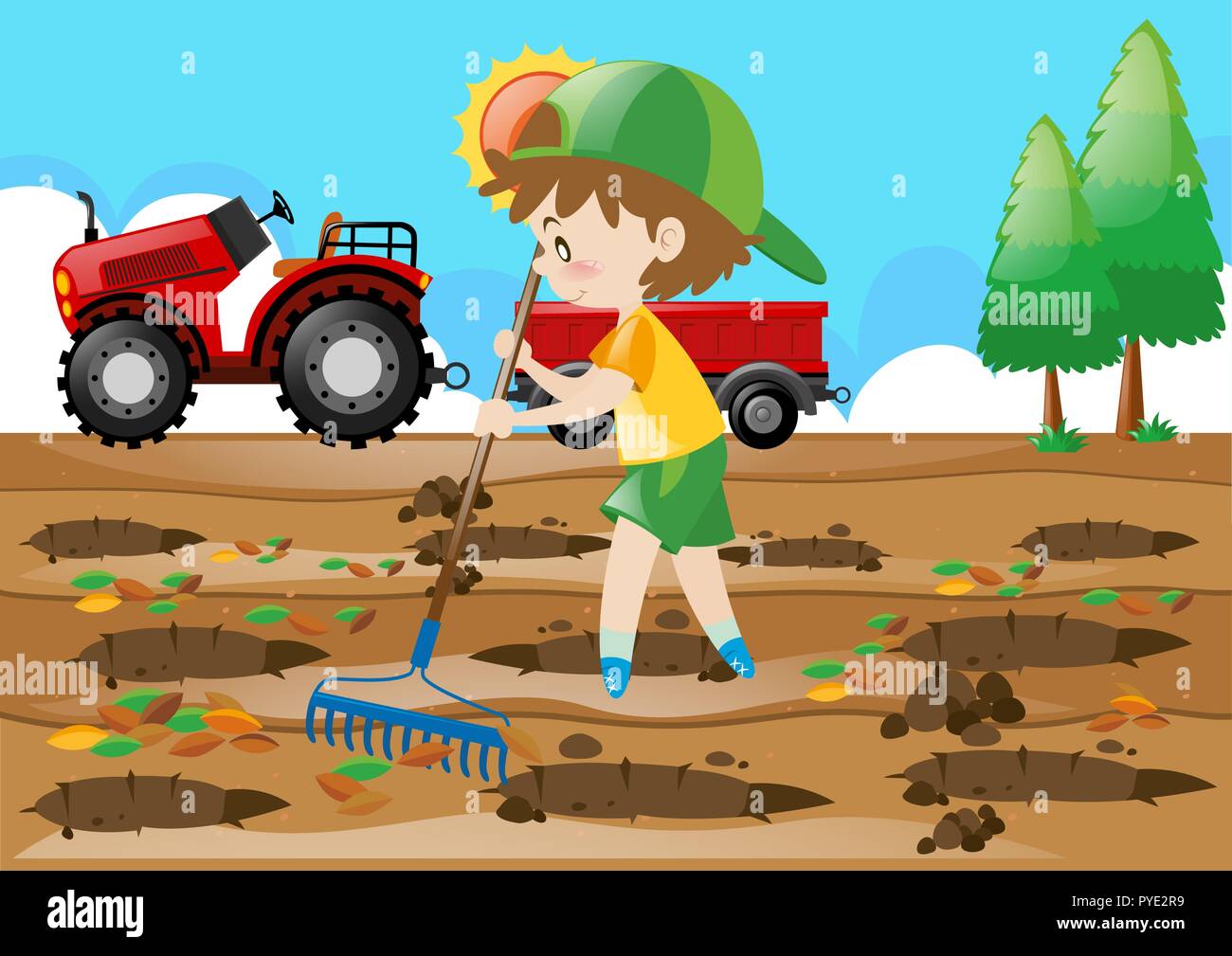 Tractor raking field Stock Vector Images Alamy