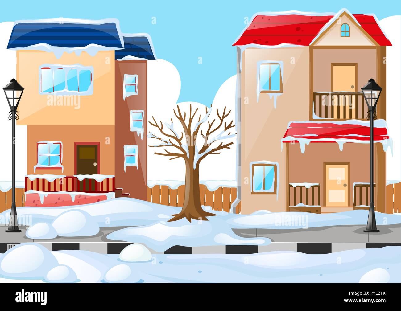 Two houses covered by the snow illustration Stock Vector Image & Art ...