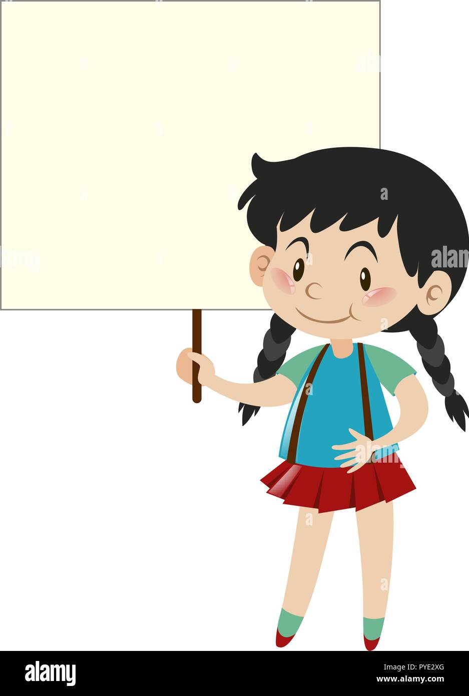 Little girl holding blank sign illustration Stock Vector Image & Art ...