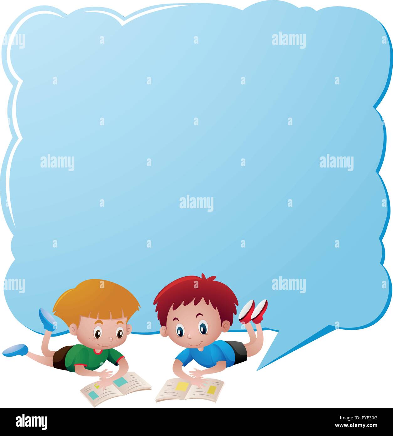 Border template with two boys reading books illustration Stock Vector Image  & Art - Alamy