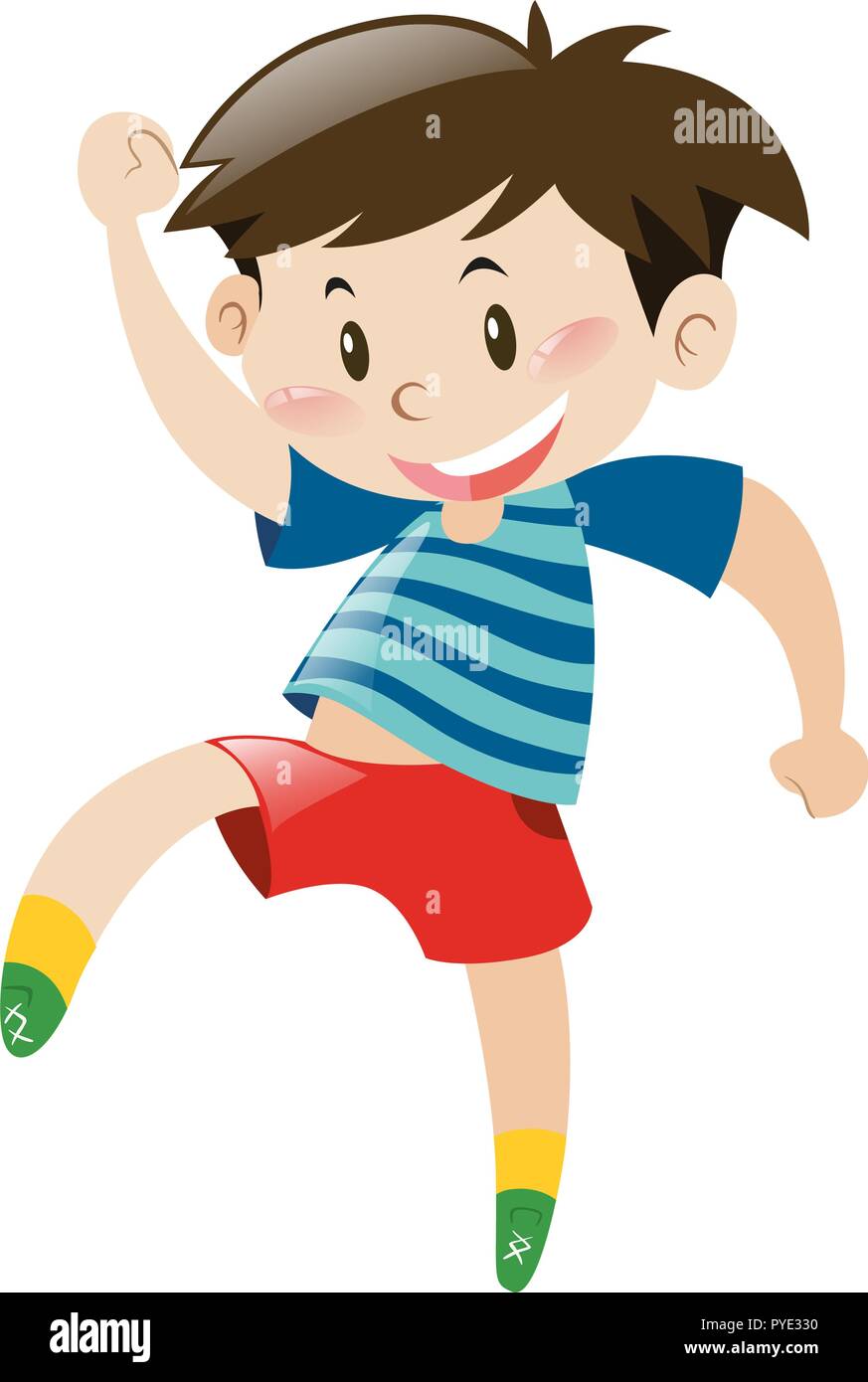 Little boy in red shorts dancing illustration Stock Vector Image & Art