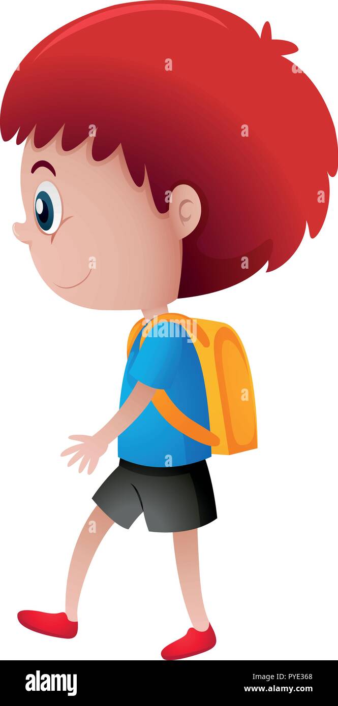 School boy with yellow backpack illustration Stock Vector Image & Art ...