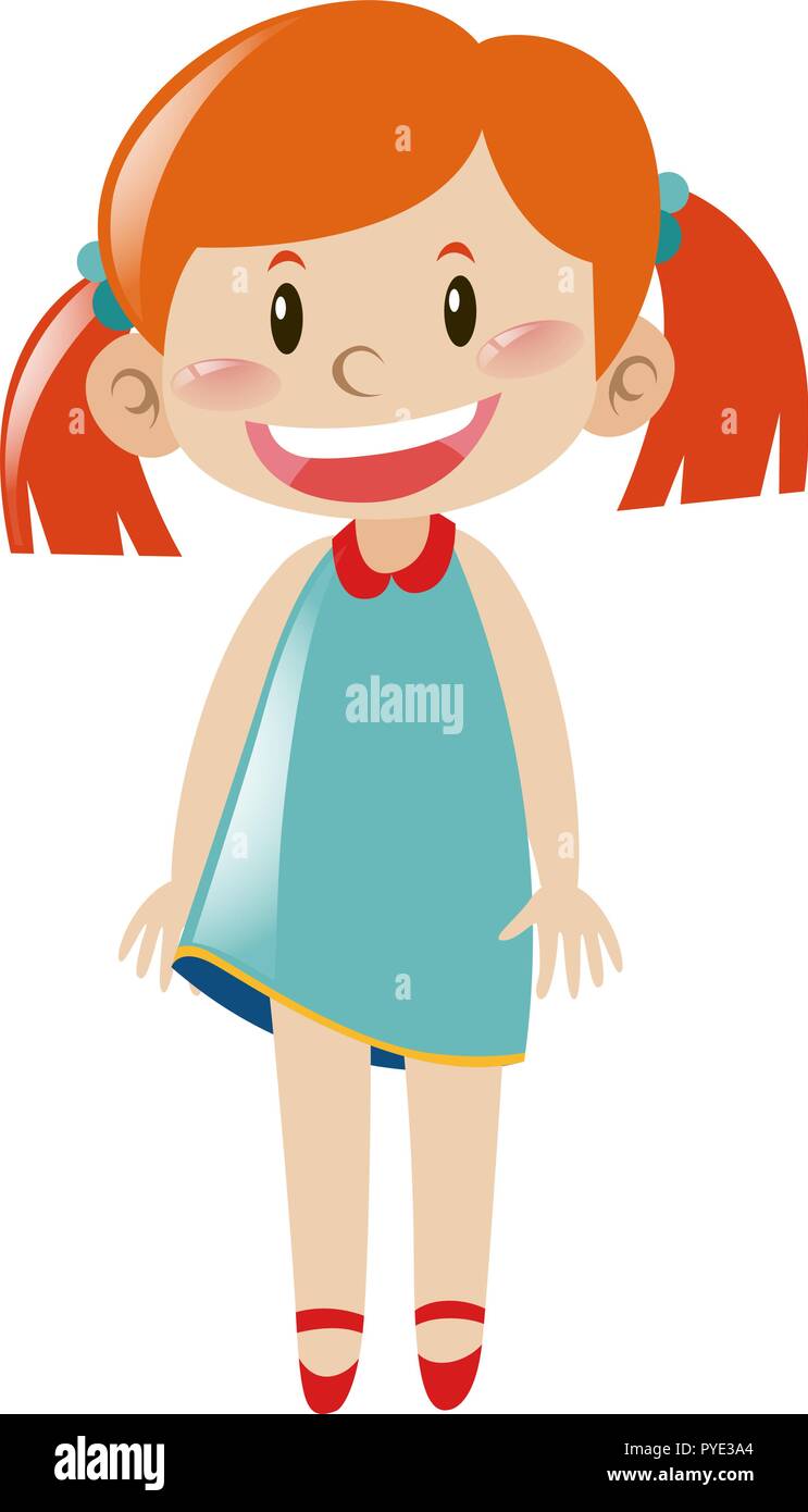 Cute girl in blue dress illustration Stock Vector Image & Art - Alamy