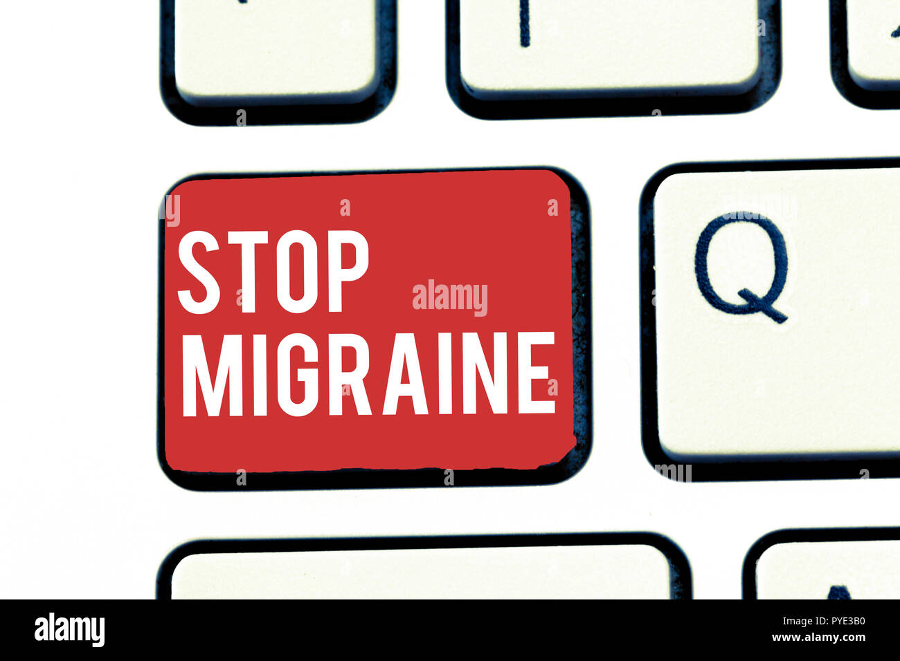 Handwriting Text Writing Stop Migraine Concept Meaning Preventing The Full Attack Of Headache Caffeine Withdrawal Stock Photo Alamy