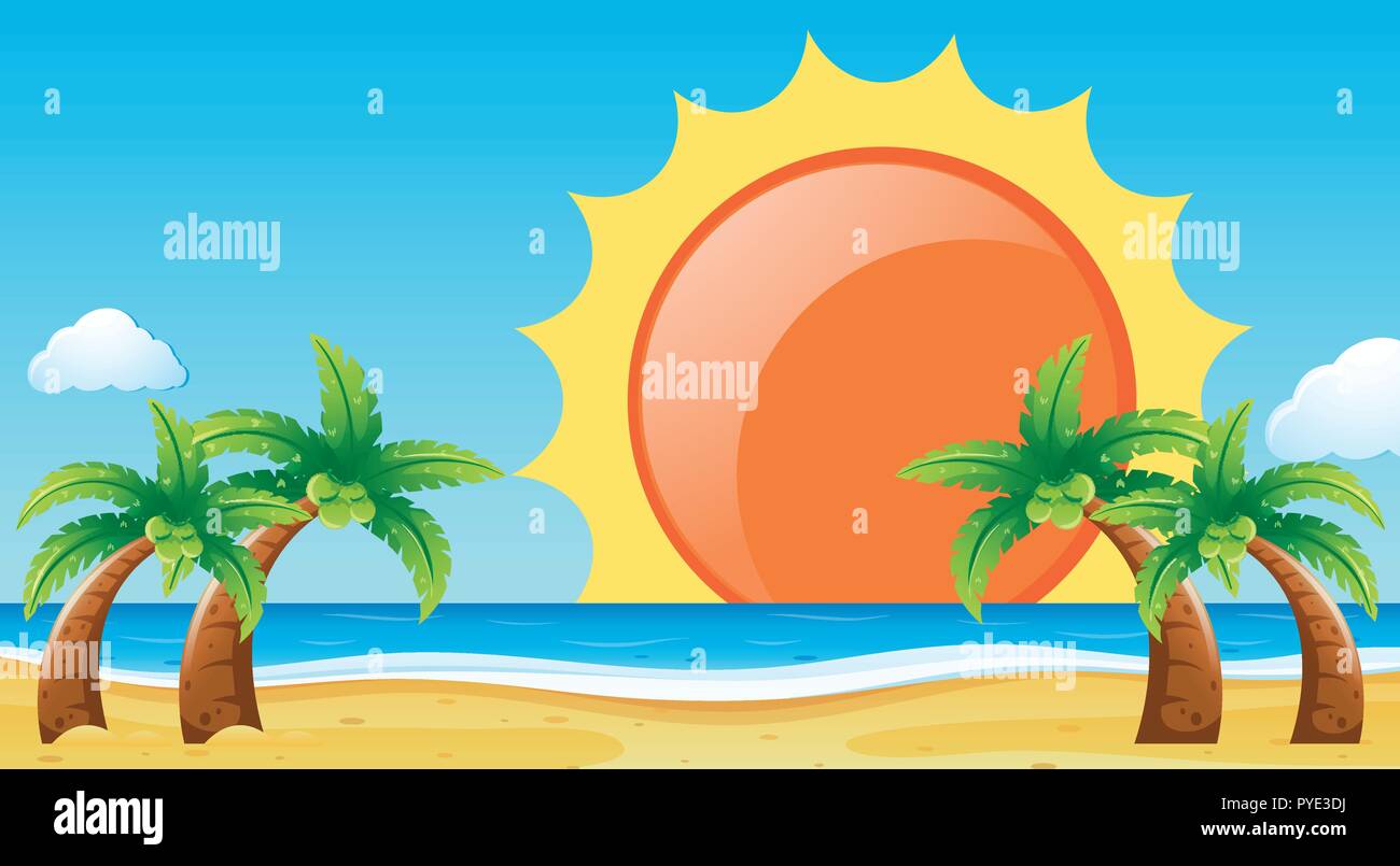 Scene with beach and ocean illustration Stock Vector Image & Art - Alamy