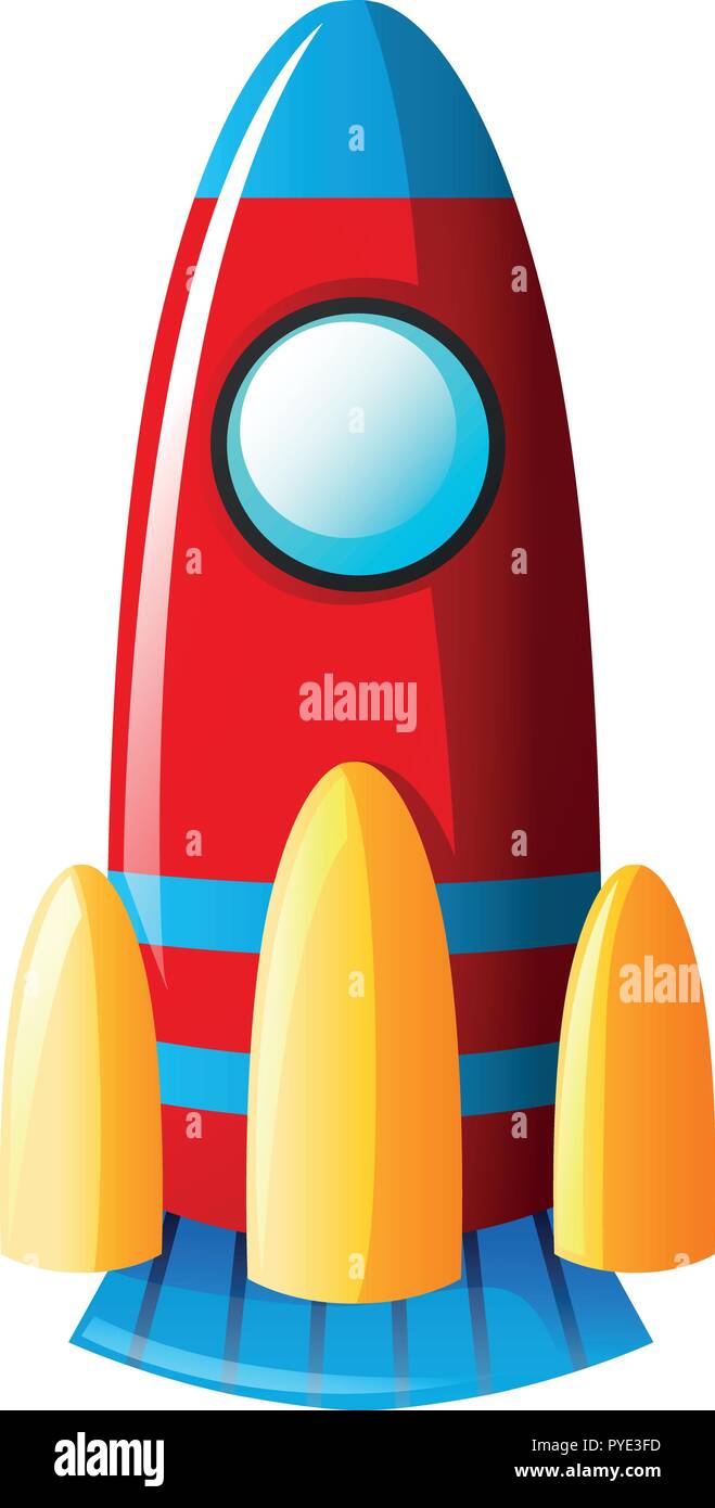Toy rocket in red color illustration Stock Vector
