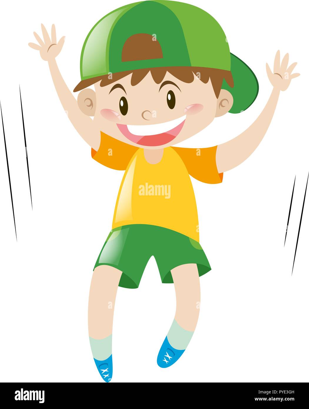 Download Little Boy In Yellow Shirt Jumping Illustration Stock Vector Image Art Alamy PSD Mockup Templates