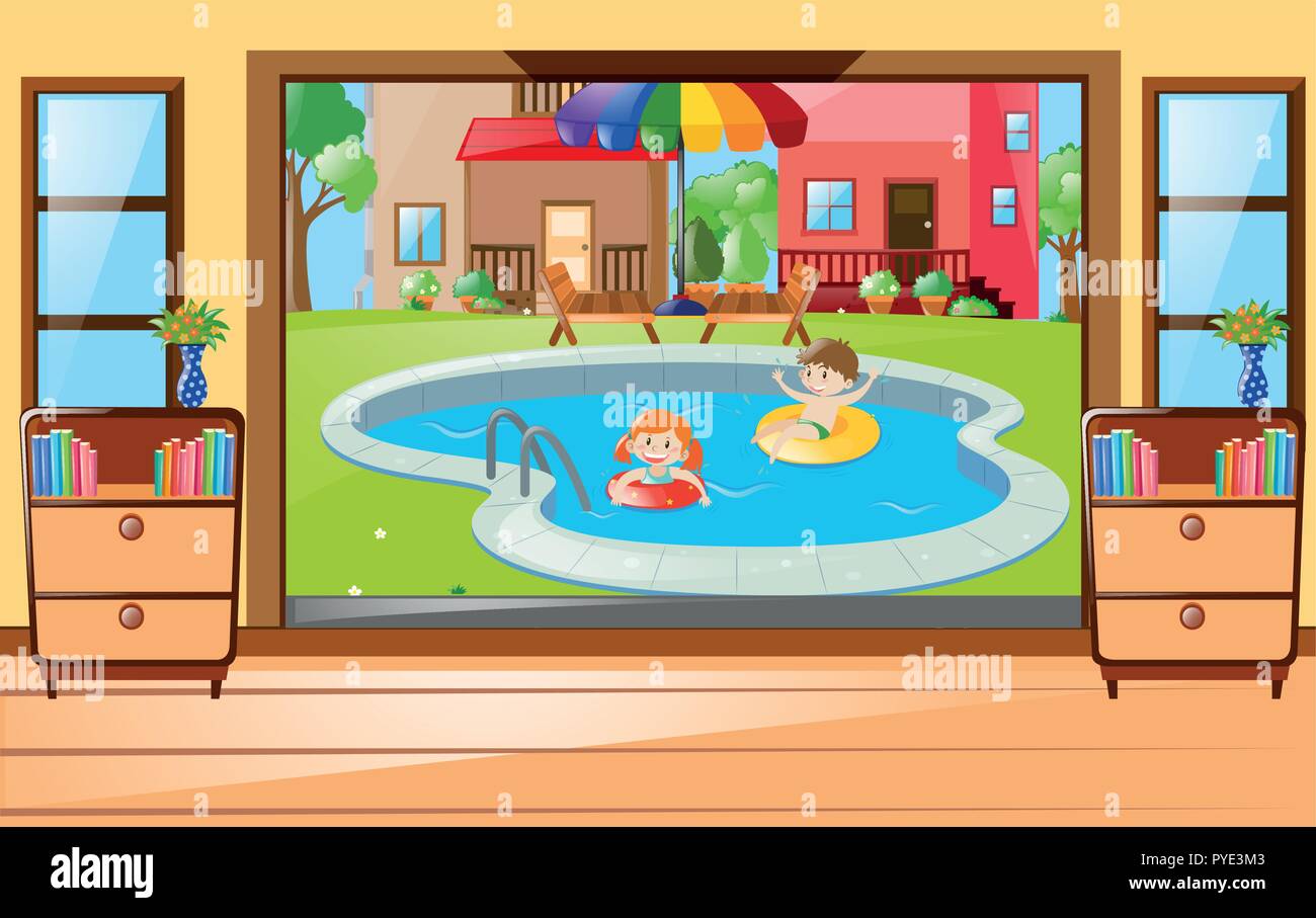 Kids backyard swimming pool Stock Vector Images - Alamy