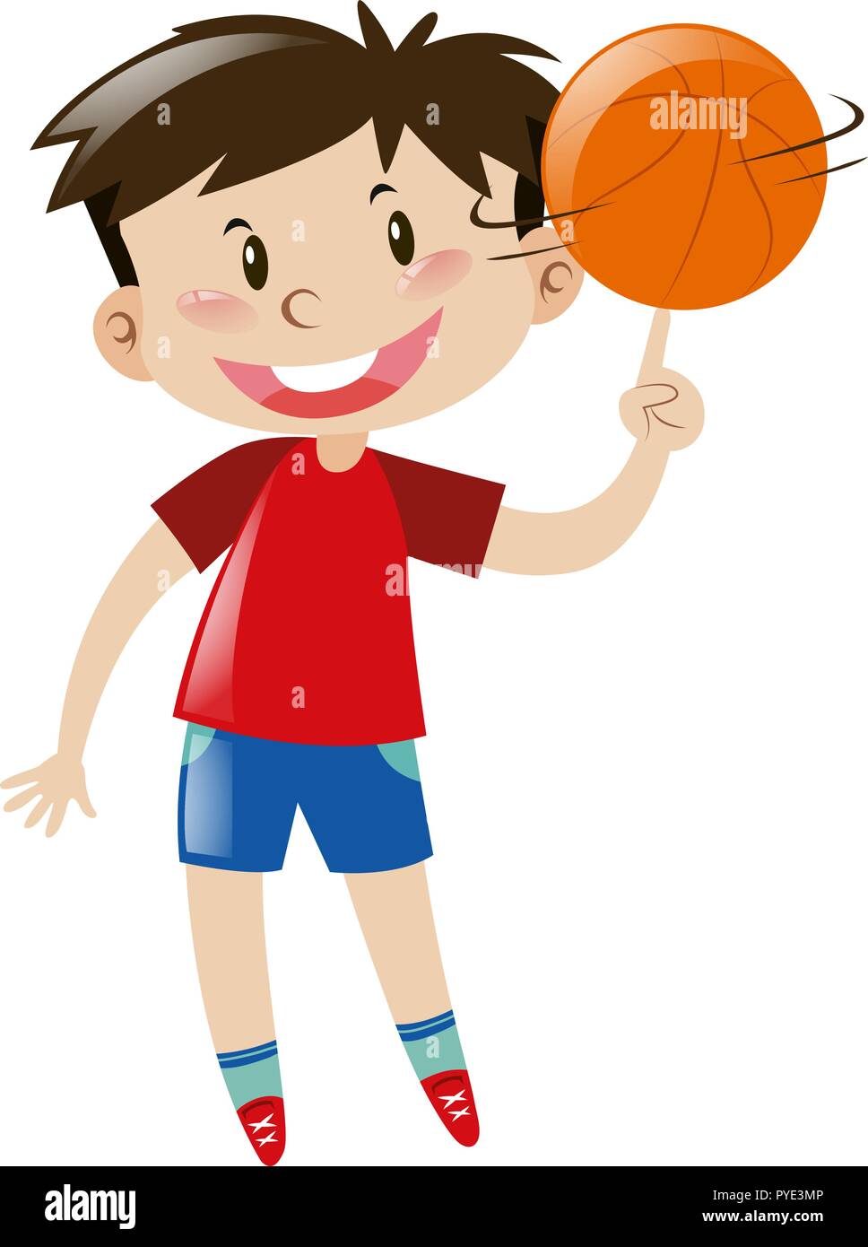 Boy spinning basketball on finger illustration Stock Vector Image & Art