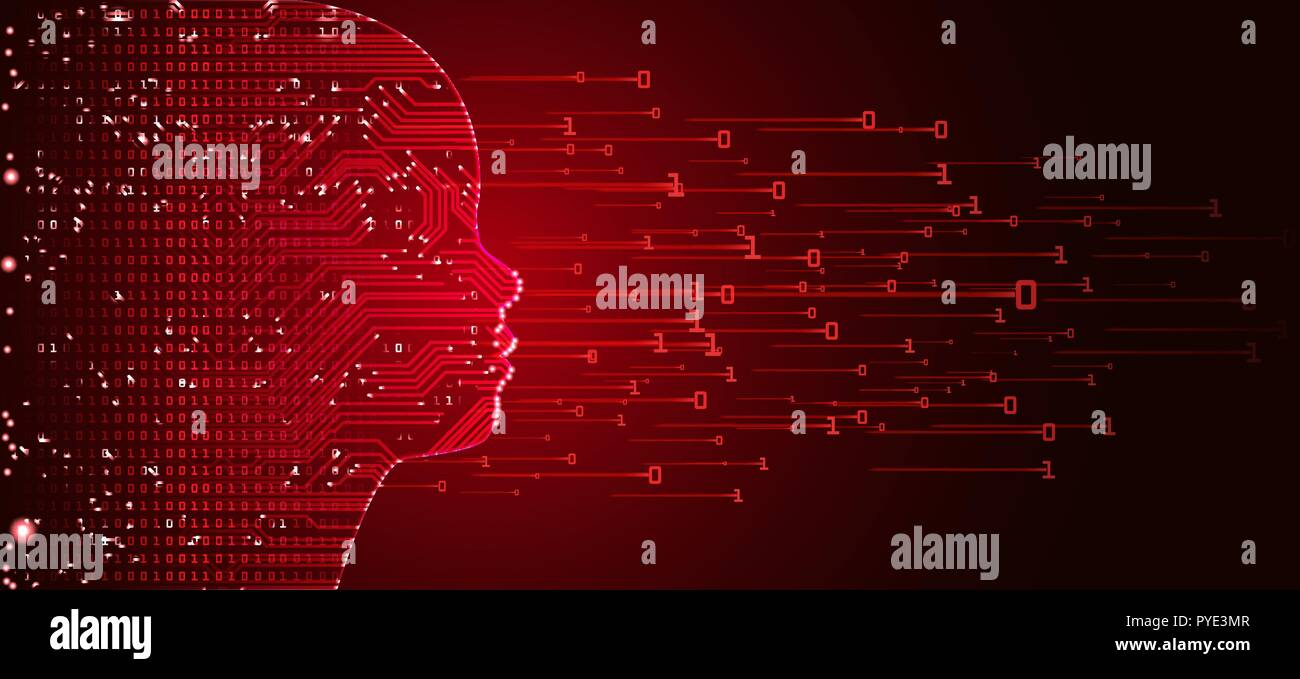 Big data and artificial intelligence child face concept. Stock Vector