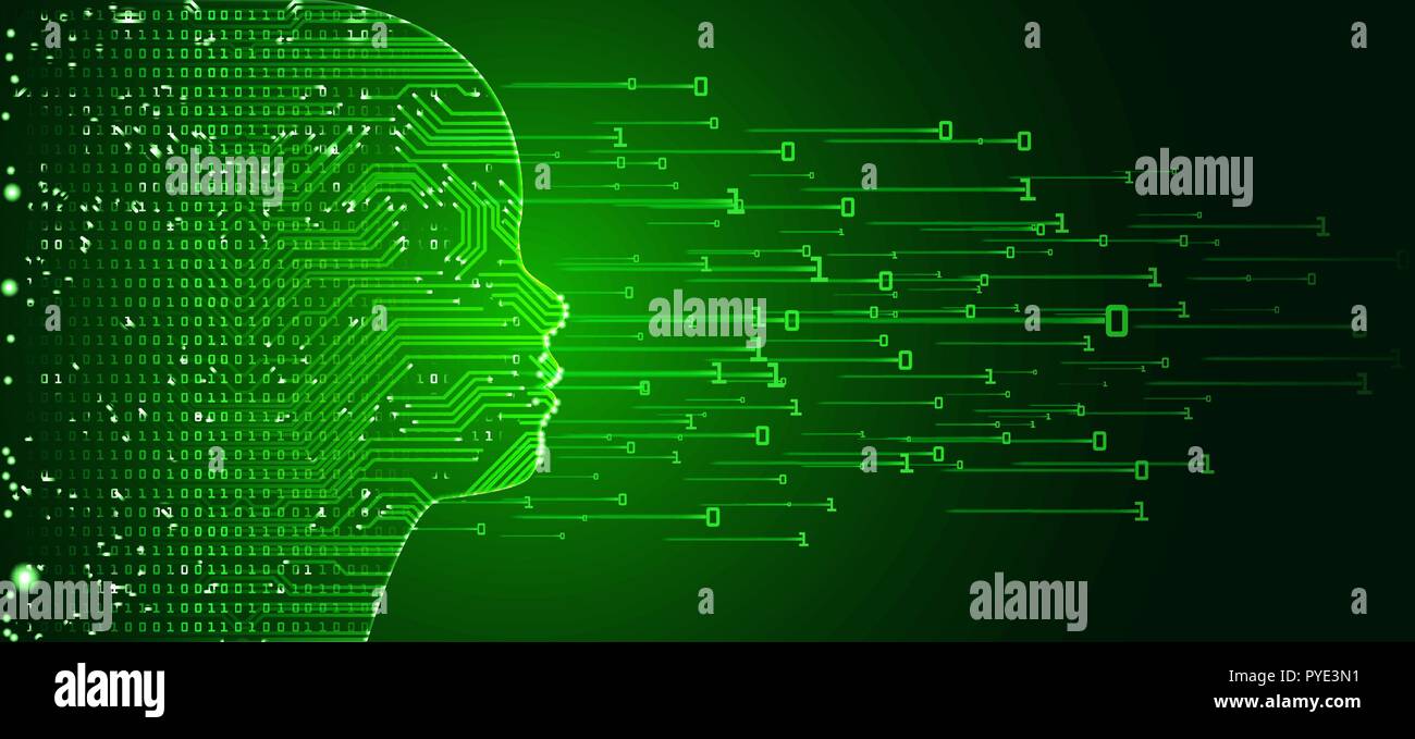 Big data and artificial intelligence child face concept. Stock Vector