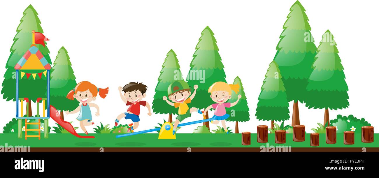Kids Playing Outside Stock Vector Images Alamy