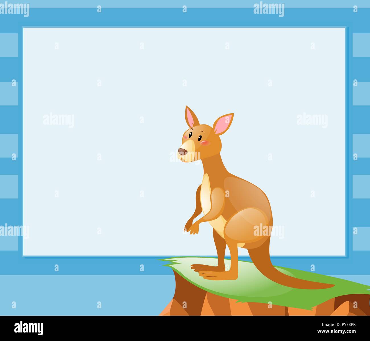 Border template with kangaroo on the cliff illustration Stock Vector