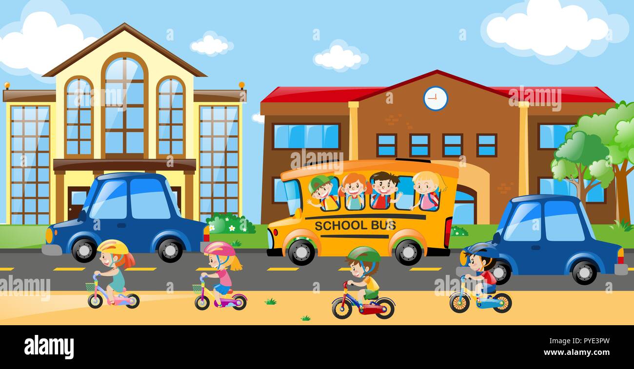 School children on bus bike Stock Vector Images Alamy