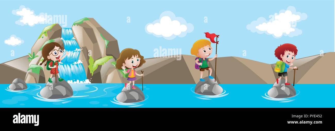 Standing On Rocks Vector Four kids standing on rocks illustration Stock Vector Image & Art - Alamy