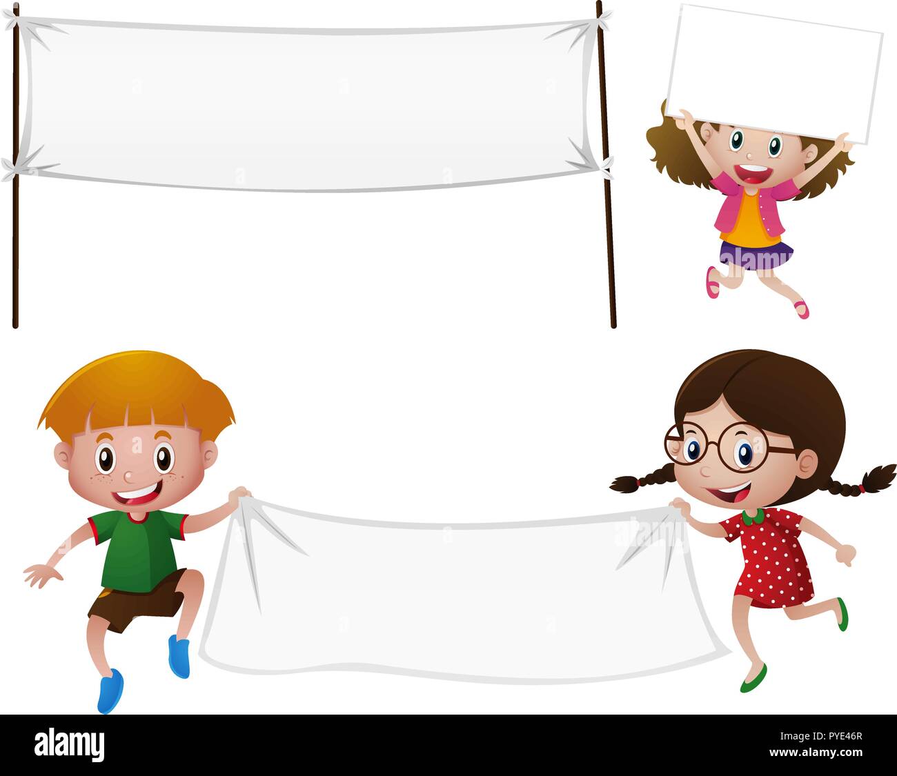 Children holding white cloth illustration Stock Vector Image & Art - Alamy