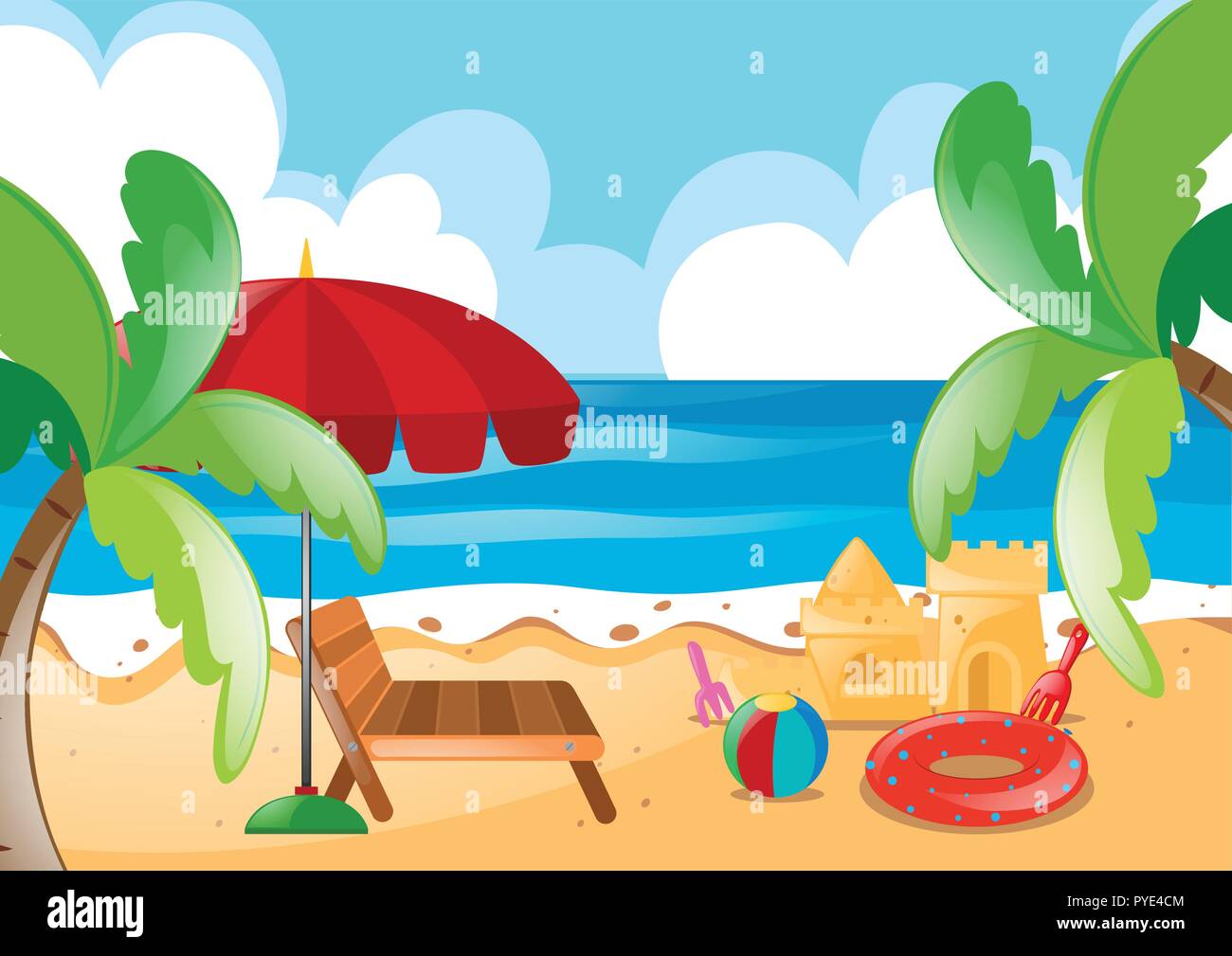 Nature scene with beach and ocean illustration Stock Vector Image & Art ...