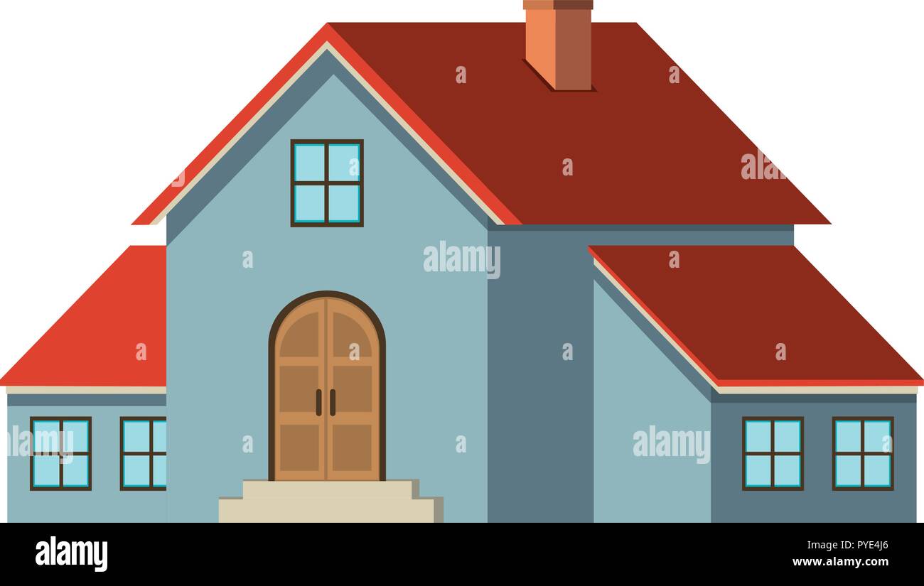 Blue House With Red Roof Illustration Stock Vector Art