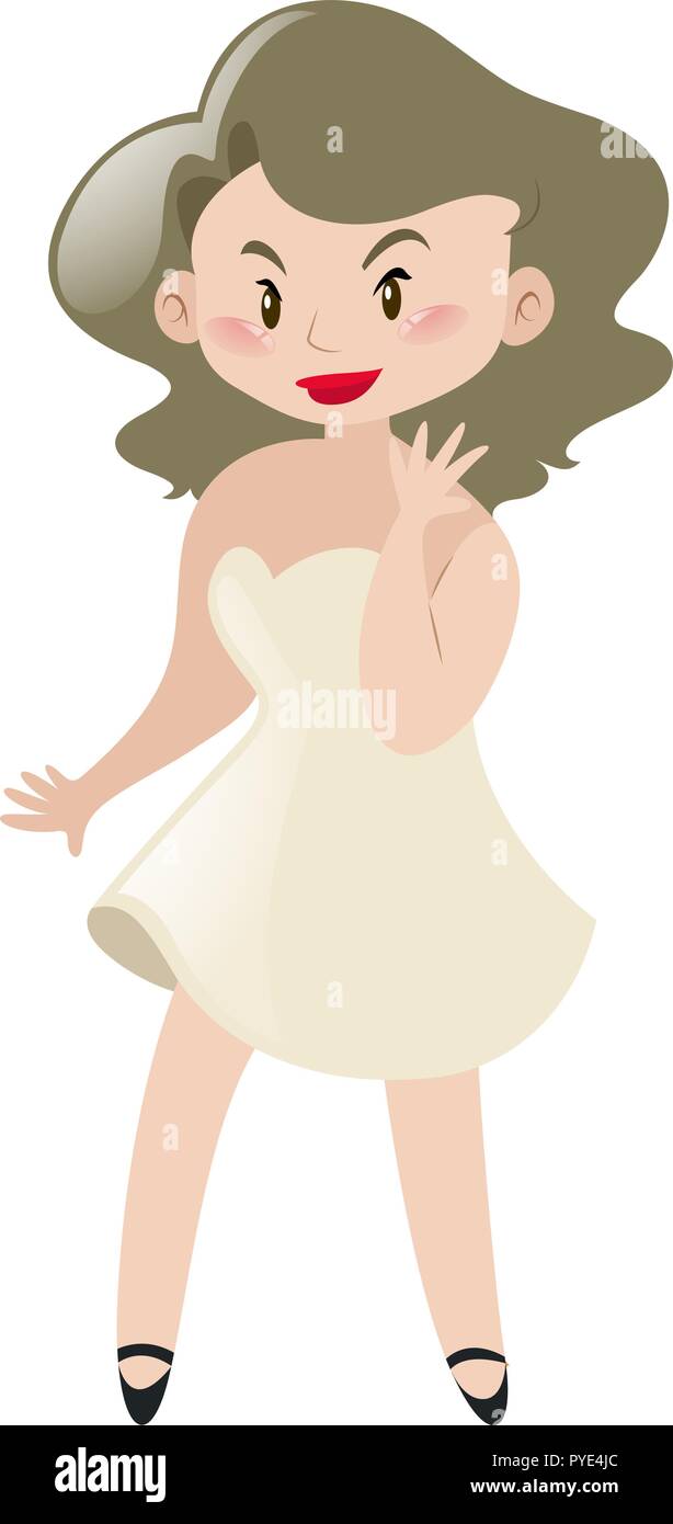 Actress in white dress illustration Stock Vector