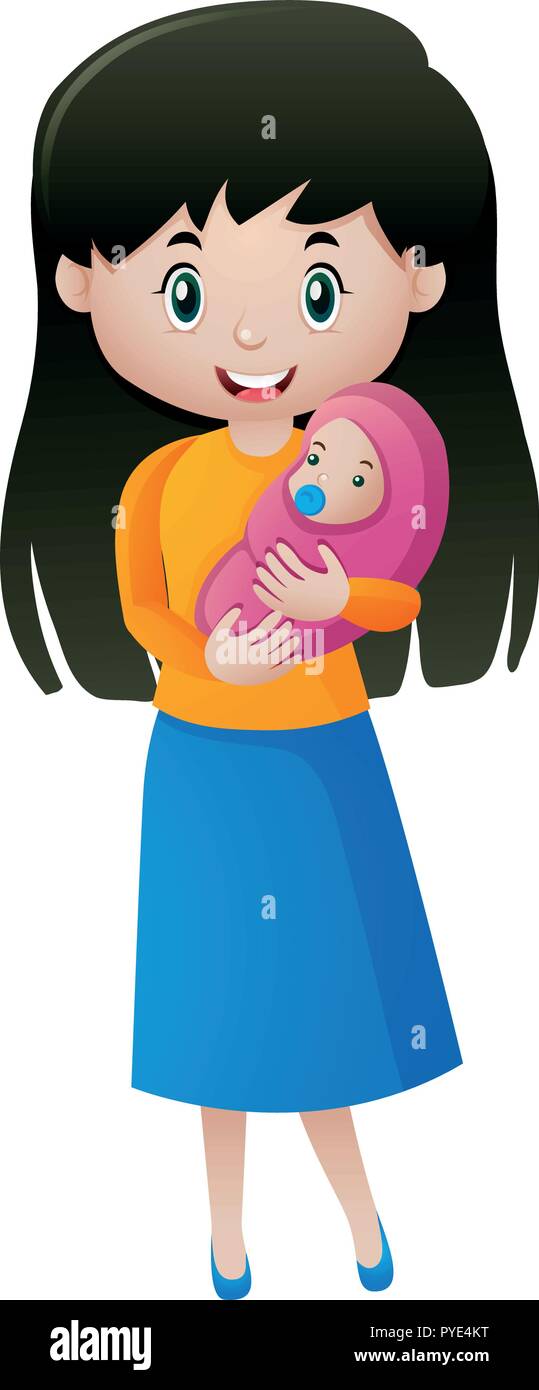 Woman holding newborn baby Stock Vector Images - Alamy