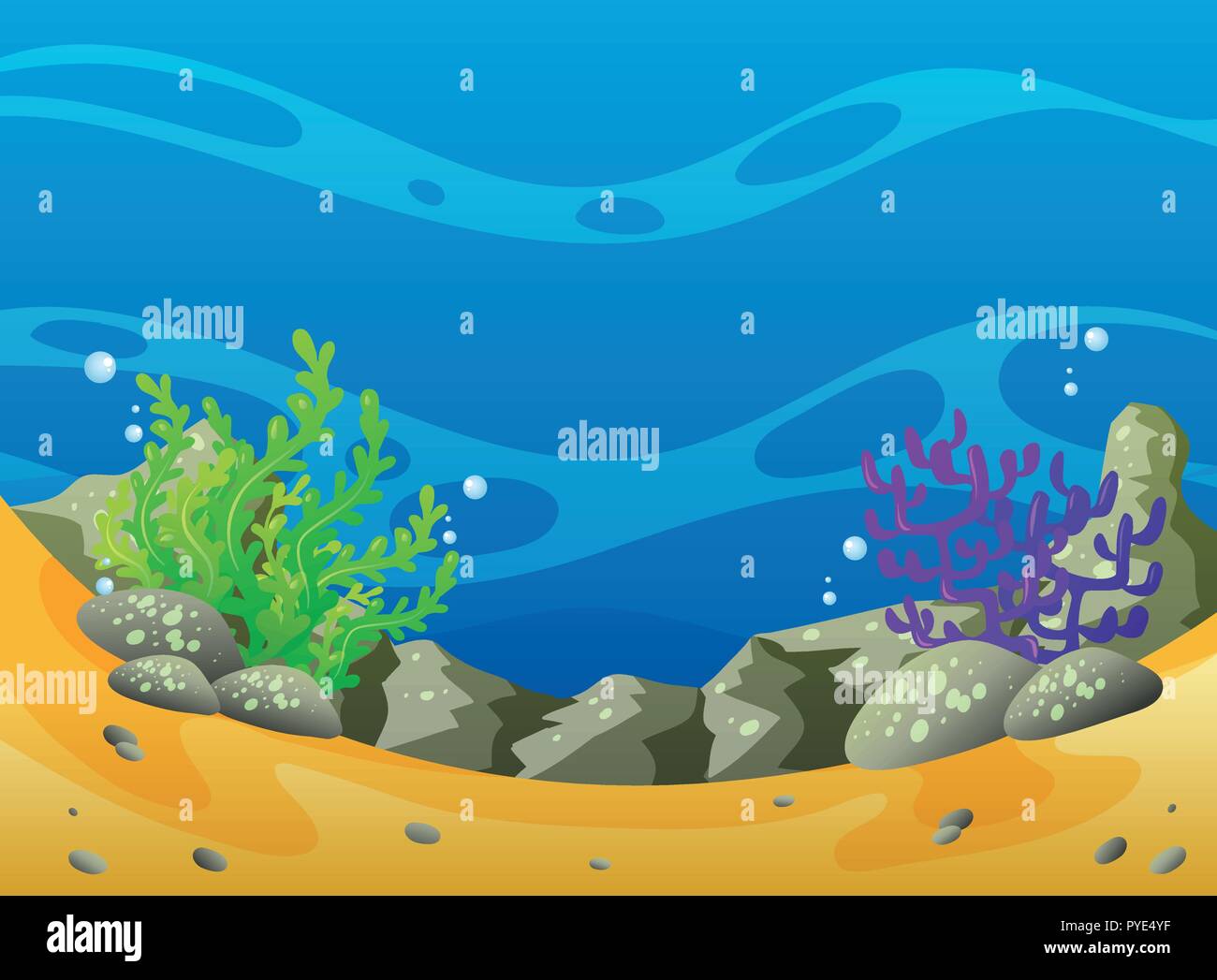 Ocean scene with coral reef and rocks illustration Stock Vector Image ...