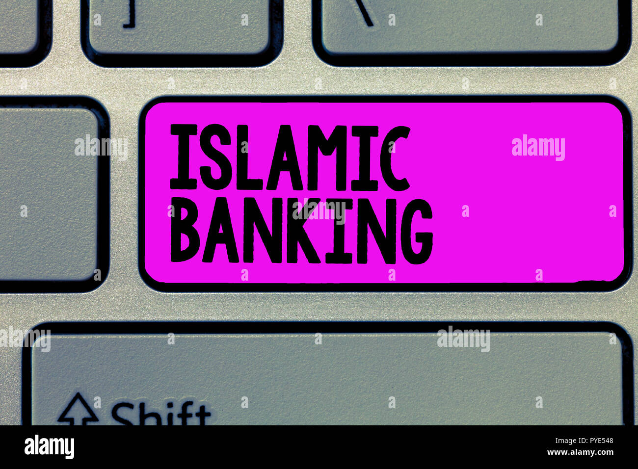 Text sign showing Islamic Banking. Conceptual photo Banking system based on the principles of Islamic law. Stock Photo