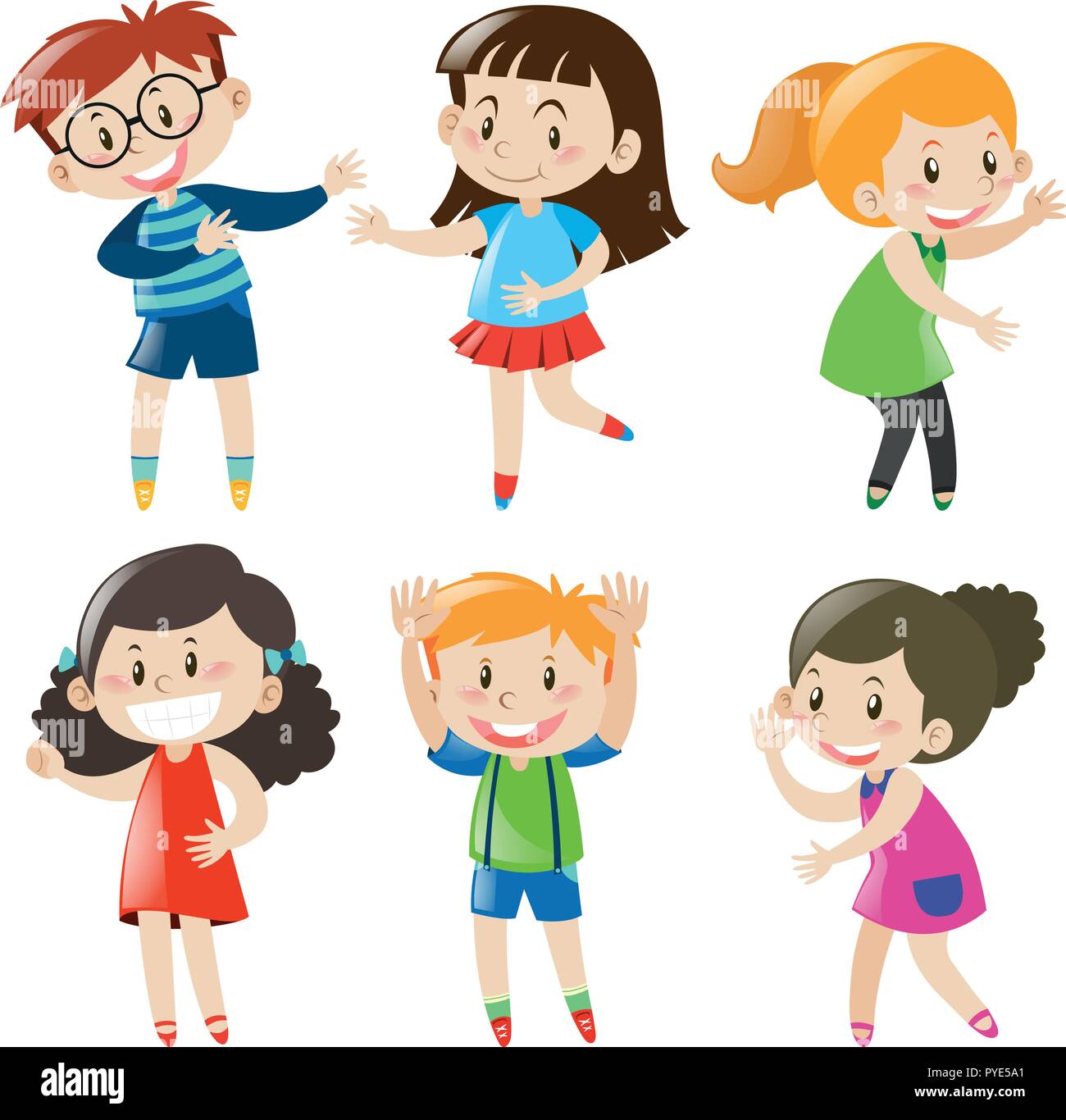 Boys and girls with happy face illustration Stock Vector Image & Art ...