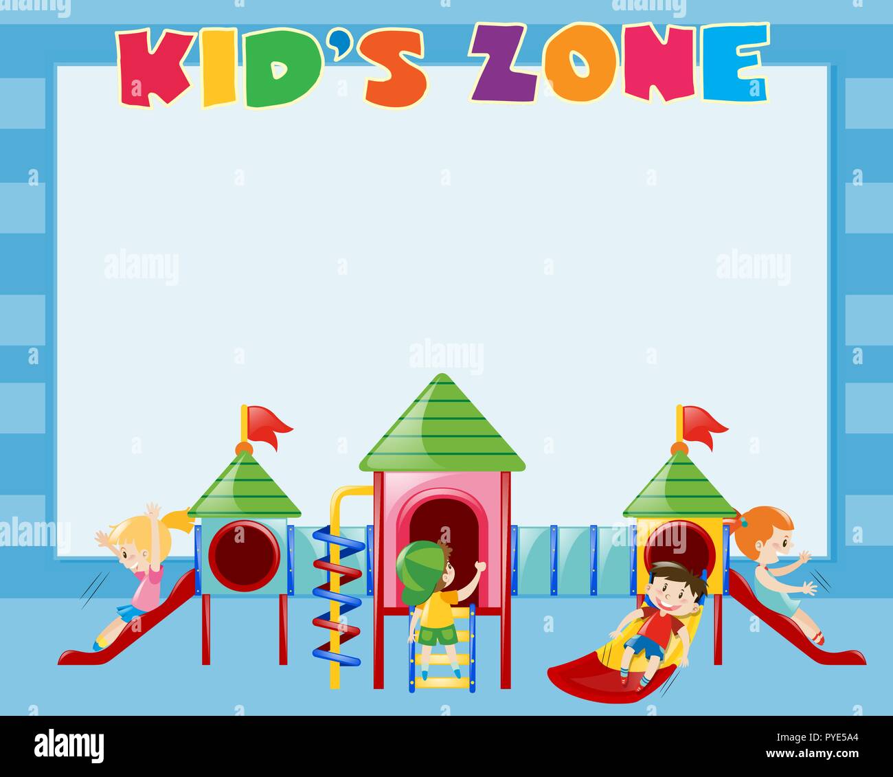 Border template with kids play on slide illustration Stock Vector Image
