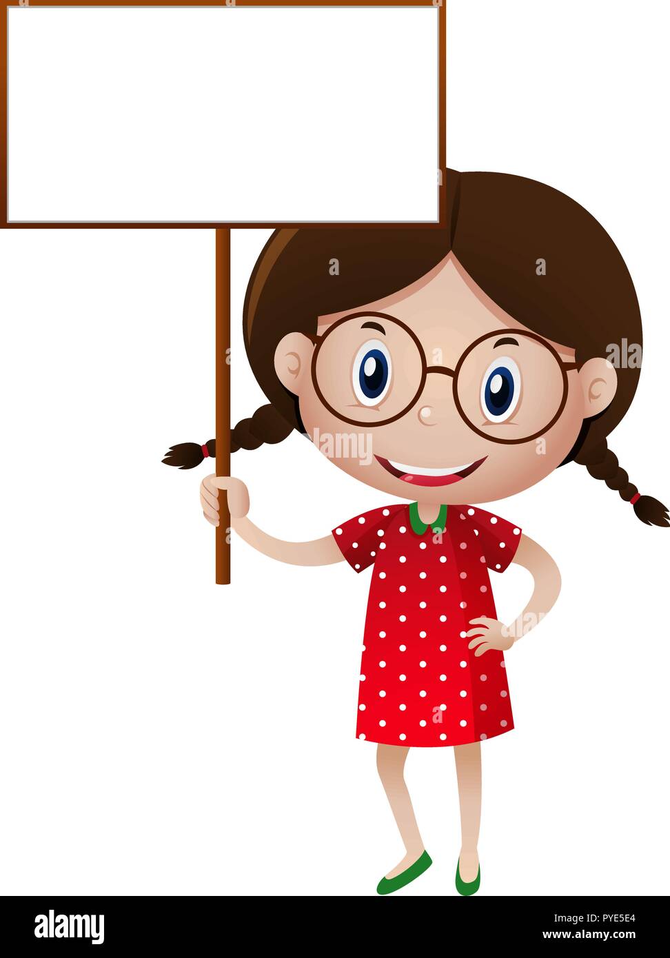 Cute little girl holding white sign illustration Stock Vector Image ...