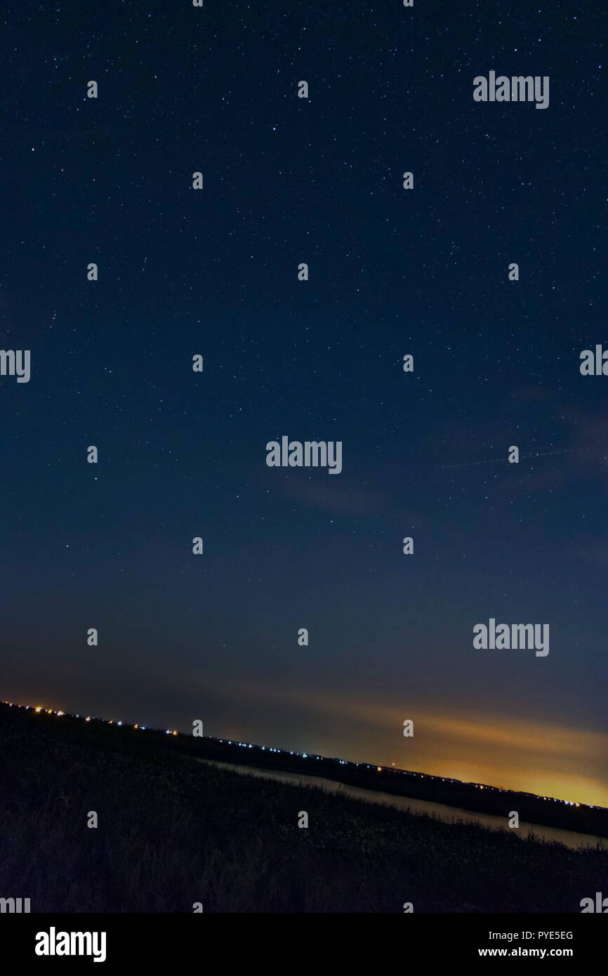 Night landscape with stars scen Stock Photo
