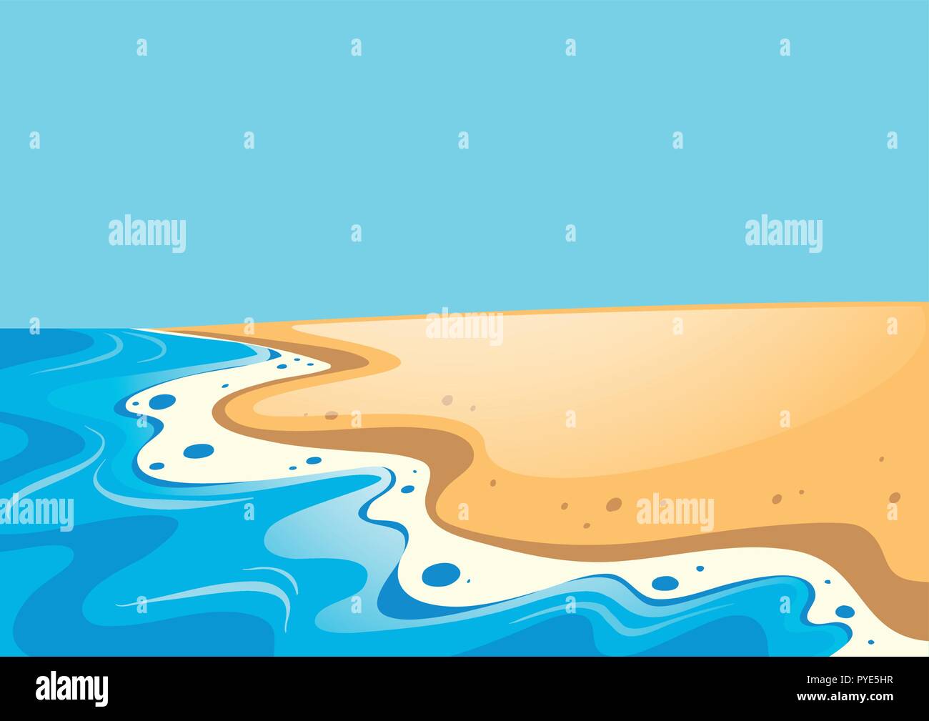 Nature scene with ocean and beach illustration Stock Vector Image & Art ...