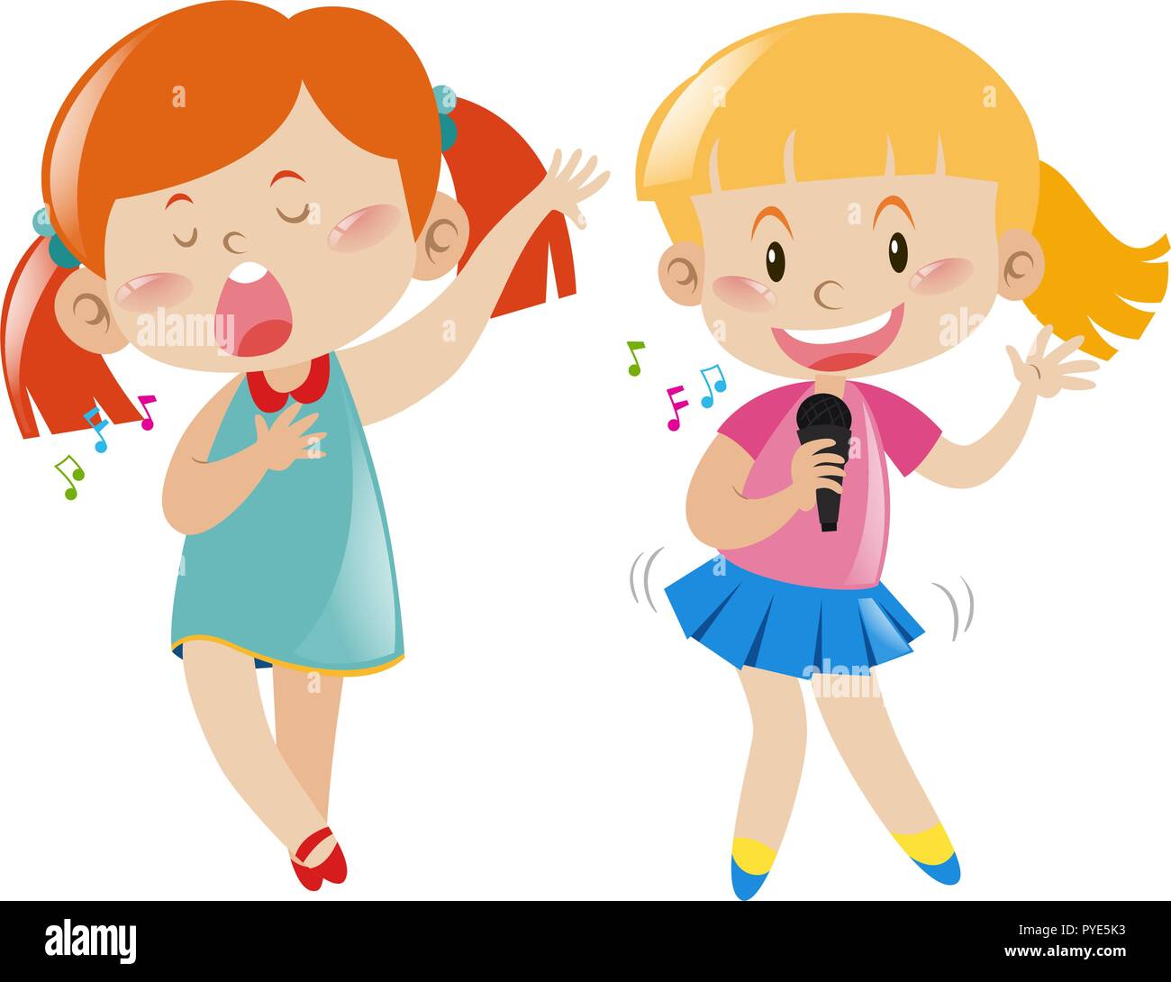 Two girl singing and dancing illustration Stock Vector Image & Art - Alamy