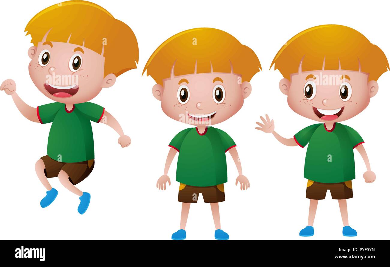 Boy in green shirt smiling illustration Stock Vector Image & Art - Alamy